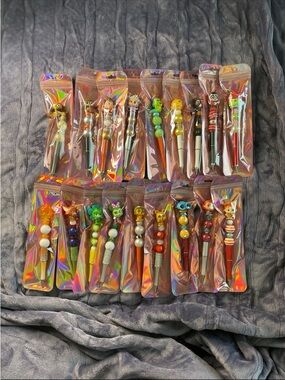 Doorable handmade character beaded pens lot of 18